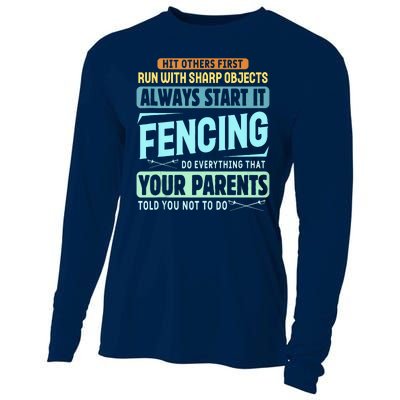 Funny Fencing Sport Pun Cooling Performance Long Sleeve Crew