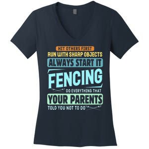 Funny Fencing Sport Pun Women's V-Neck T-Shirt