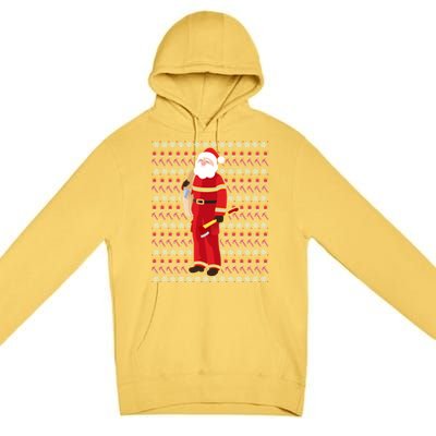 Fire Firefighter Santa Ugly Christmas Xmas Gift Premium Pullover Hoodie