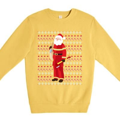 Fire Firefighter Santa Ugly Christmas Xmas Gift Premium Crewneck Sweatshirt