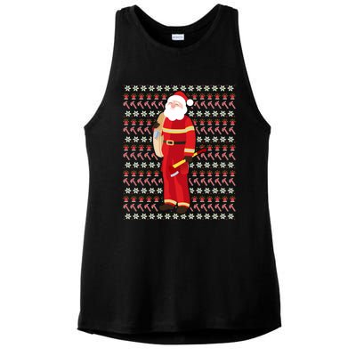 Fire Firefighter Santa Ugly Christmas Xmas Gift Ladies PosiCharge Tri-Blend Wicking Tank