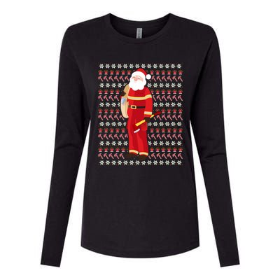 Fire Firefighter Santa Ugly Christmas Xmas Gift Womens Cotton Relaxed Long Sleeve T-Shirt