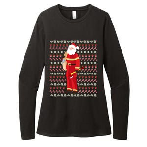 Fire Firefighter Santa Ugly Christmas Xmas Gift Womens CVC Long Sleeve Shirt