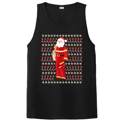 Fire Firefighter Santa Ugly Christmas Xmas Gift PosiCharge Competitor Tank