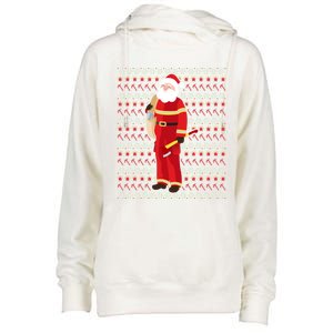 Fire Firefighter Santa Ugly Christmas Xmas Gift Womens Funnel Neck Pullover Hood