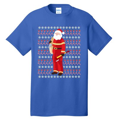 Fire Firefighter Santa Ugly Christmas Xmas Gift Tall T-Shirt