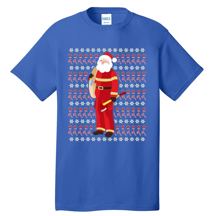 Fire Firefighter Santa Ugly Christmas Xmas Gift Tall T-Shirt