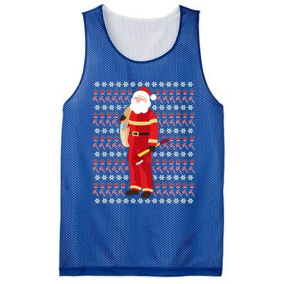 Fire Firefighter Santa Ugly Christmas Xmas Gift Mesh Reversible Basketball Jersey Tank