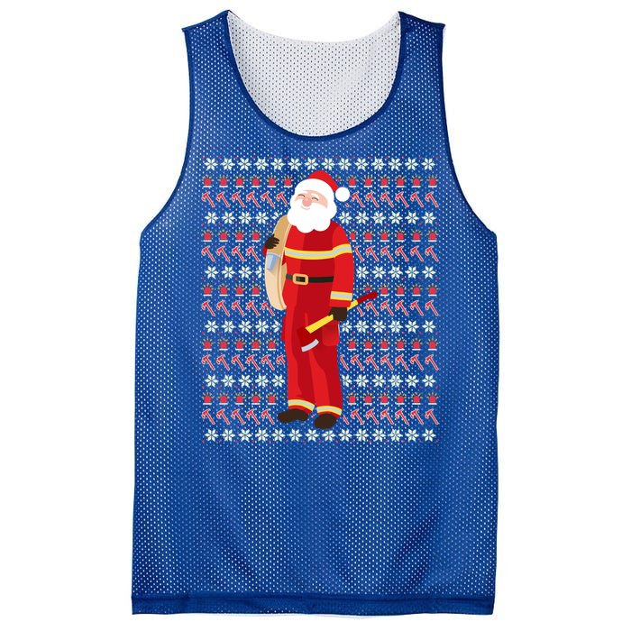 Fire Firefighter Santa Ugly Christmas Xmas Gift Mesh Reversible Basketball Jersey Tank