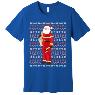 Fire Firefighter Santa Ugly Christmas Xmas Gift Premium T-Shirt