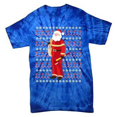 Fire Firefighter Santa Ugly Christmas Xmas Gift Tie-Dye T-Shirt