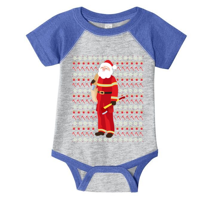 Fire Firefighter Santa Ugly Christmas Xmas Gift Infant Baby Jersey Bodysuit