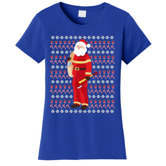 Fire Firefighter Santa Ugly Christmas Xmas Gift Women's T-Shirt