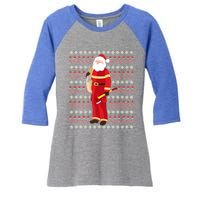 Fire Firefighter Santa Ugly Christmas Xmas Gift Women's Tri-Blend 3/4-Sleeve Raglan Shirt