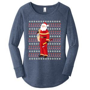 Fire Firefighter Santa Ugly Christmas Xmas Gift Women's Perfect Tri Tunic Long Sleeve Shirt