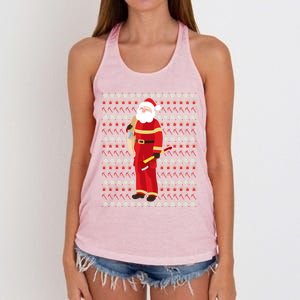 Fire Firefighter Santa Ugly Christmas Xmas Gift Women's Knotted Racerback Tank