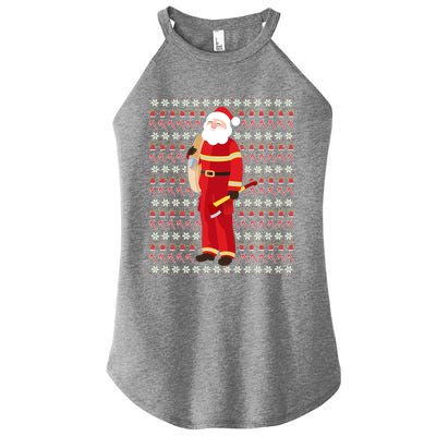 Fire Firefighter Santa Ugly Christmas Xmas Gift Women's Perfect Tri Rocker Tank