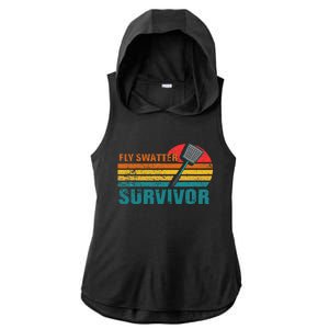 Funny Fly Swatter Survivor Insect Flies Ladies PosiCharge Tri-Blend Wicking Draft Hoodie Tank