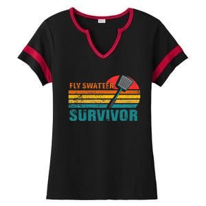 Funny Fly Swatter Survivor Insect Flies Ladies Halftime Notch Neck Tee