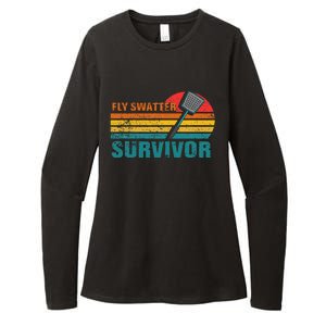 Funny Fly Swatter Survivor Insect Flies Womens CVC Long Sleeve Shirt