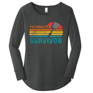 Funny Fly Swatter Survivor Insect Flies Women's Perfect Tri Tunic Long Sleeve Shirt