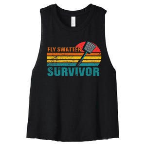 Funny Fly Swatter Survivor Insect Flies Women's Racerback Cropped Tank