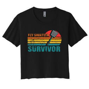 Funny Fly Swatter Survivor Insect Flies Women's Crop Top Tee