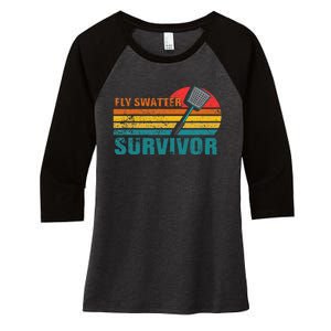 Funny Fly Swatter Survivor Insect Flies Women's Tri-Blend 3/4-Sleeve Raglan Shirt