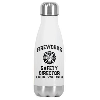 Funny Fireworks Safety Director 4th Of July Pyro Boom Squad Stainless Steel Insulated Water Bottle