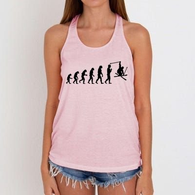 Funny Freestyle Skiing Gift Ski Evolution Cool Gift Women's Knotted Racerback Tank