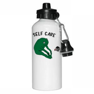 Funny Frog Self Care Frog Doing Yoga Aluminum Water Bottle