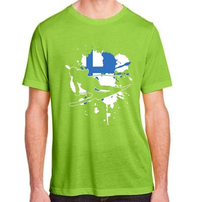 Finland Flag Skier Finnish Alpine Skiing Adult ChromaSoft Performance T-Shirt