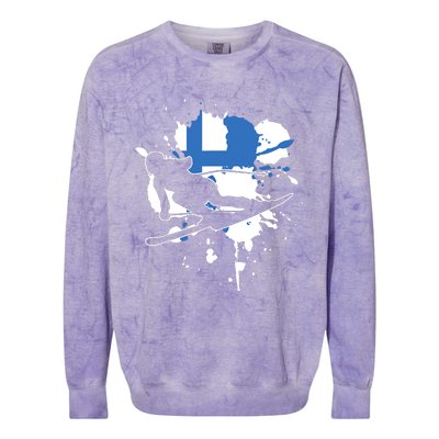 Finland Flag Skier Finnish Alpine Skiing Colorblast Crewneck Sweatshirt