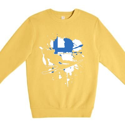 Finland Flag Skier Finnish Alpine Skiing Premium Crewneck Sweatshirt