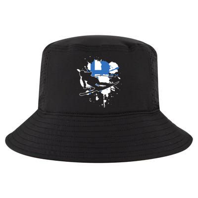 Finland Flag Skier Finnish Alpine Skiing Cool Comfort Performance Bucket Hat