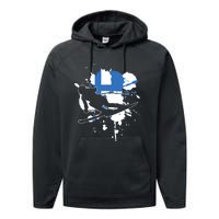 Finland Flag Skier Finnish Alpine Skiing Performance Fleece Hoodie