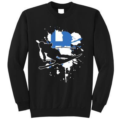 Finland Flag Skier Finnish Alpine Skiing Sweatshirt