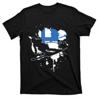 Finland Flag Skier Finnish Alpine Skiing T-Shirt