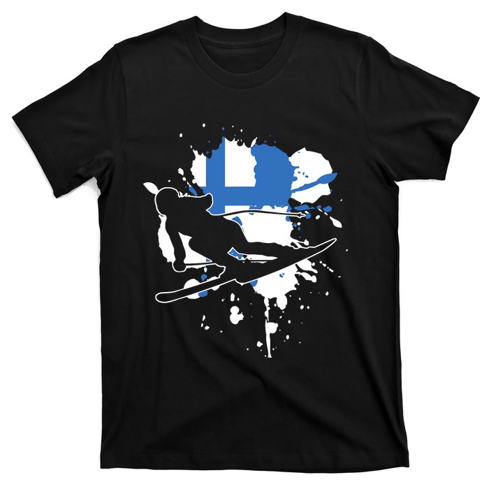 Finland Flag Skier Finnish Alpine Skiing T-Shirt