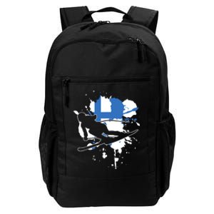 Finland Flag Skier Finnish Alpine Skiing Daily Commute Backpack