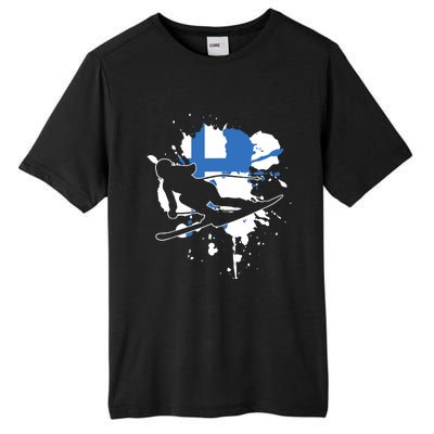 Finland Flag Skier Finnish Alpine Skiing Tall Fusion ChromaSoft Performance T-Shirt