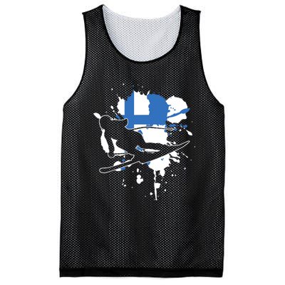 Finland Flag Skier Finnish Alpine Skiing Mesh Reversible Basketball Jersey Tank