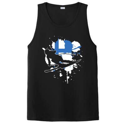 Finland Flag Skier Finnish Alpine Skiing PosiCharge Competitor Tank