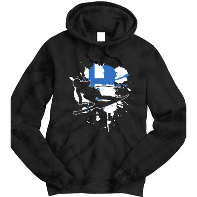 Finland Flag Skier Finnish Alpine Skiing Tie Dye Hoodie