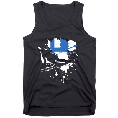 Finland Flag Skier Finnish Alpine Skiing Tank Top