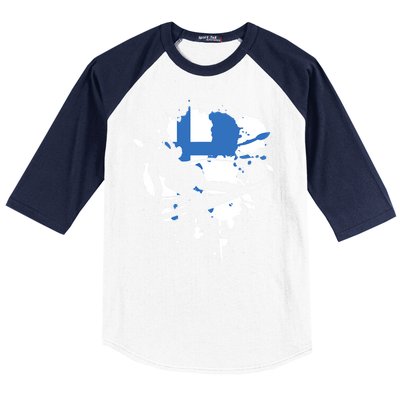 Finland Flag Skier Finnish Alpine Skiing Baseball Sleeve Shirt