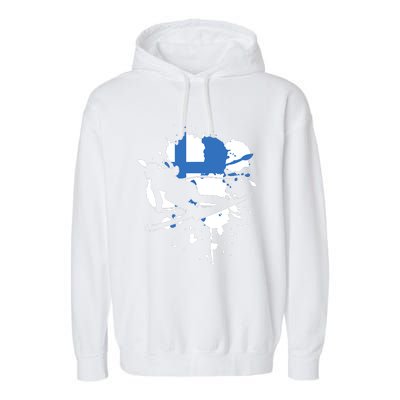 Finland Flag Skier Finnish Alpine Skiing Garment-Dyed Fleece Hoodie