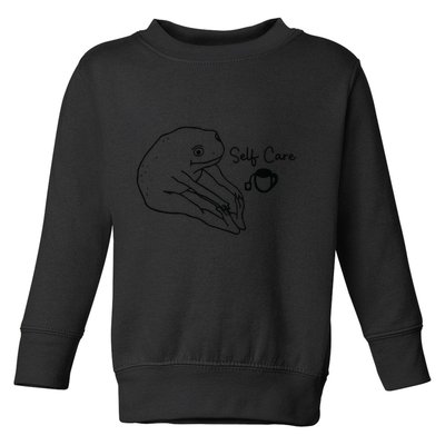 Funny Frog Self Care Retro Toddler Sweatshirt