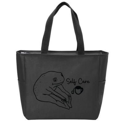 Funny Frog Self Care Retro Zip Tote Bag