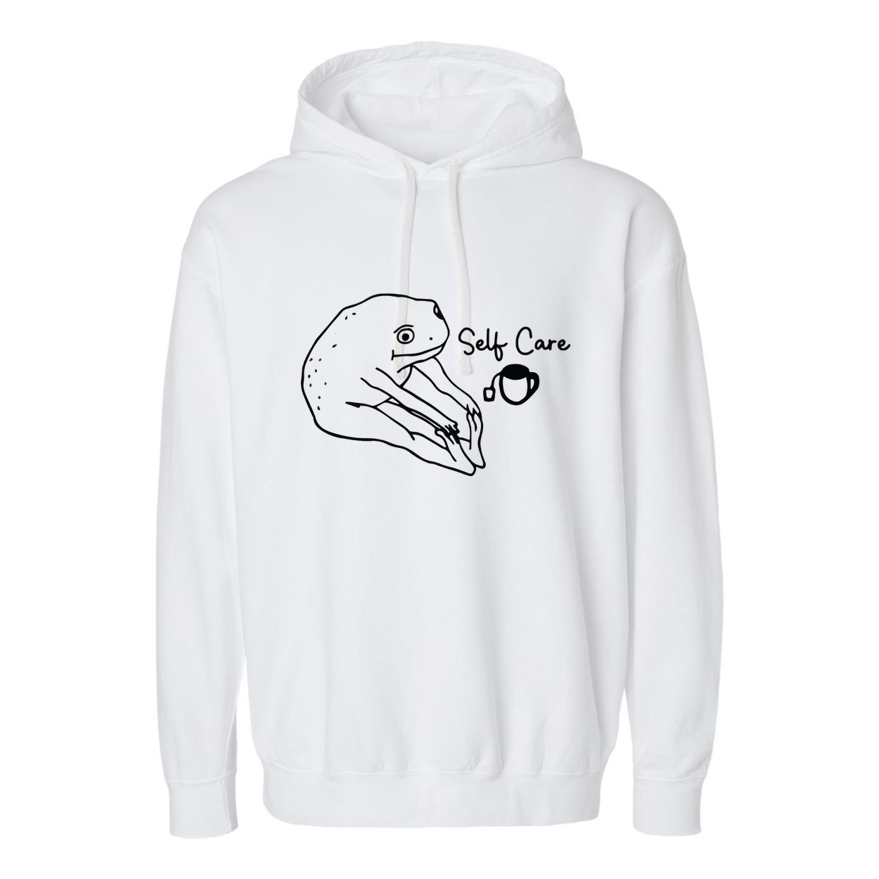 Funny Frog Self Care Retro Garment-Dyed Fleece Hoodie